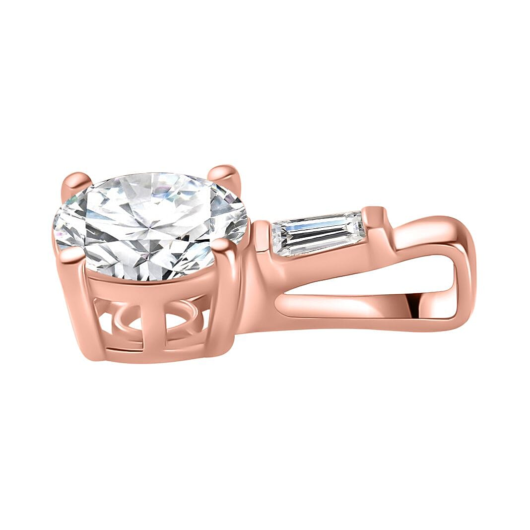 Moissanite 1.90 ctw Pendant without Chain in 18K Vermeil Rose Gold Over Sterling Silver