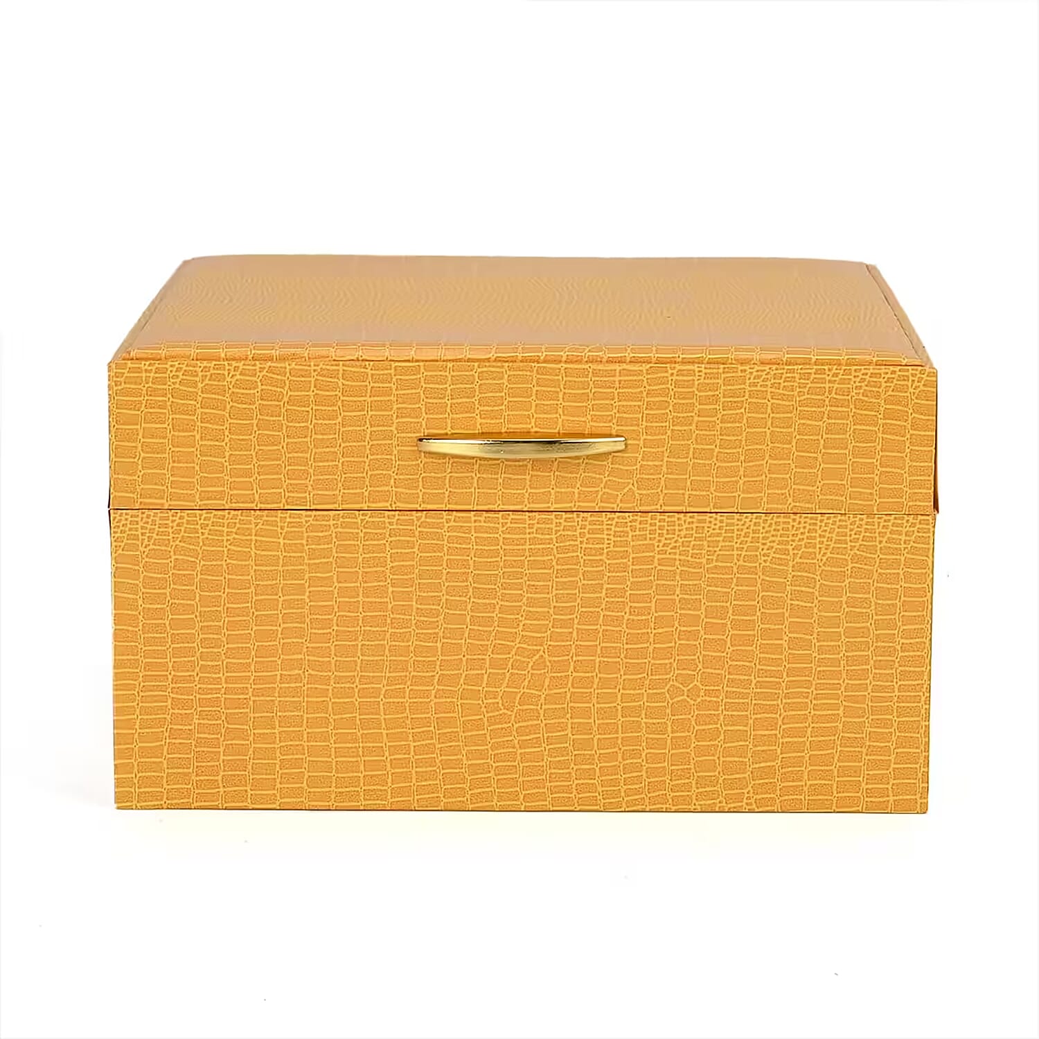 Yellow Lizard Embossed Pattern Leatherette Anti Tarnish 2-Layer Jewellery Box
