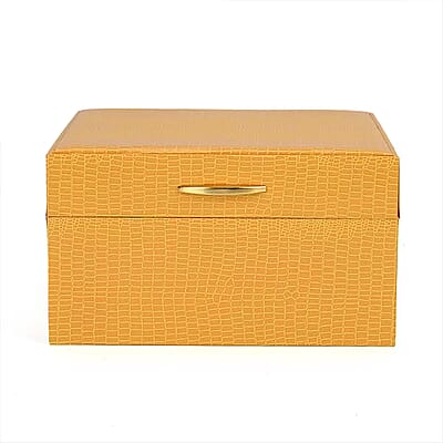 Yellow Lizard Embossed Pattern Leatherette Anti Tarnish 2-Layer Jewellery Box