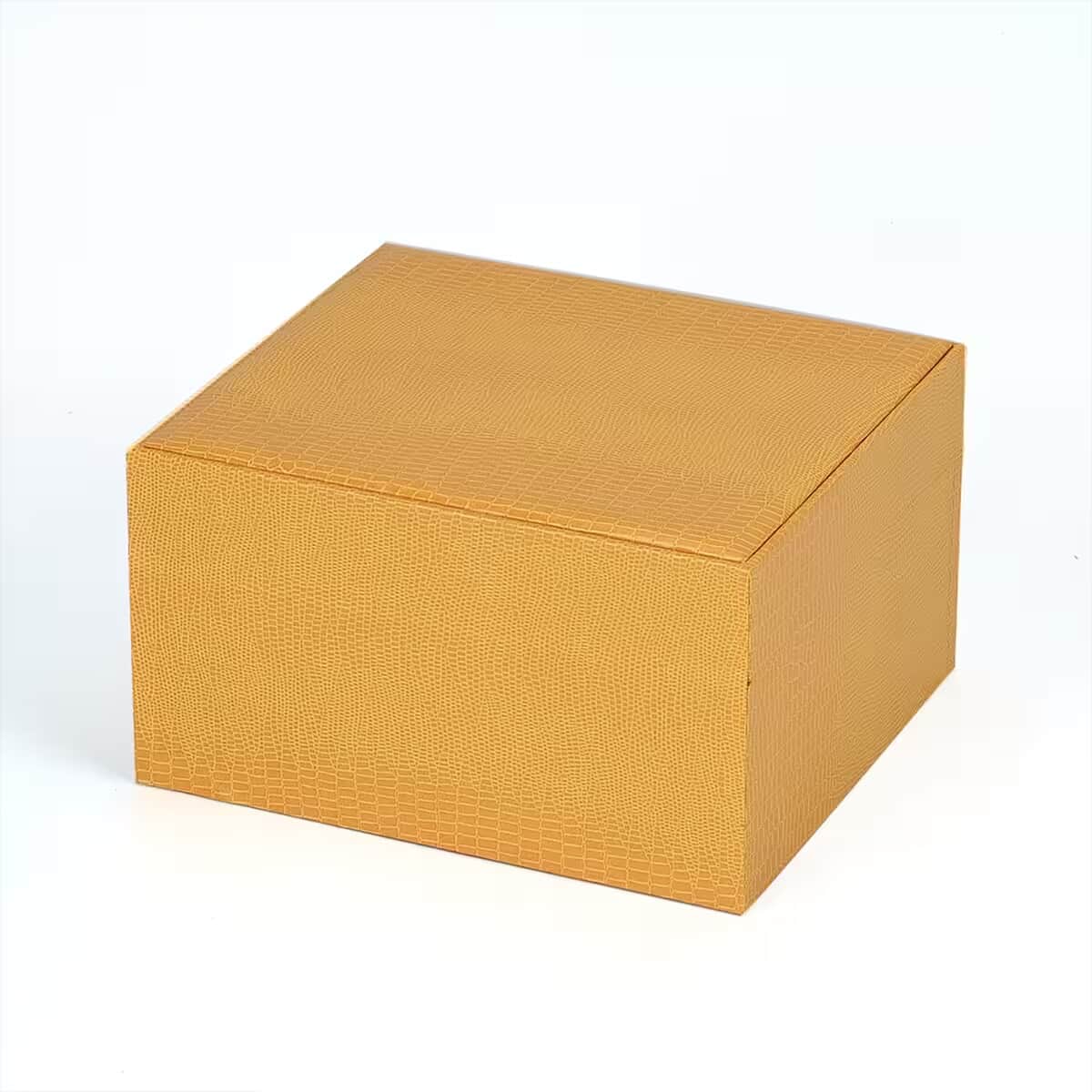 Yellow Lizard Embossed Pattern Leatherette Paper 2-Layer Jewellery Box (7"x6.3"x3.9") image number 7