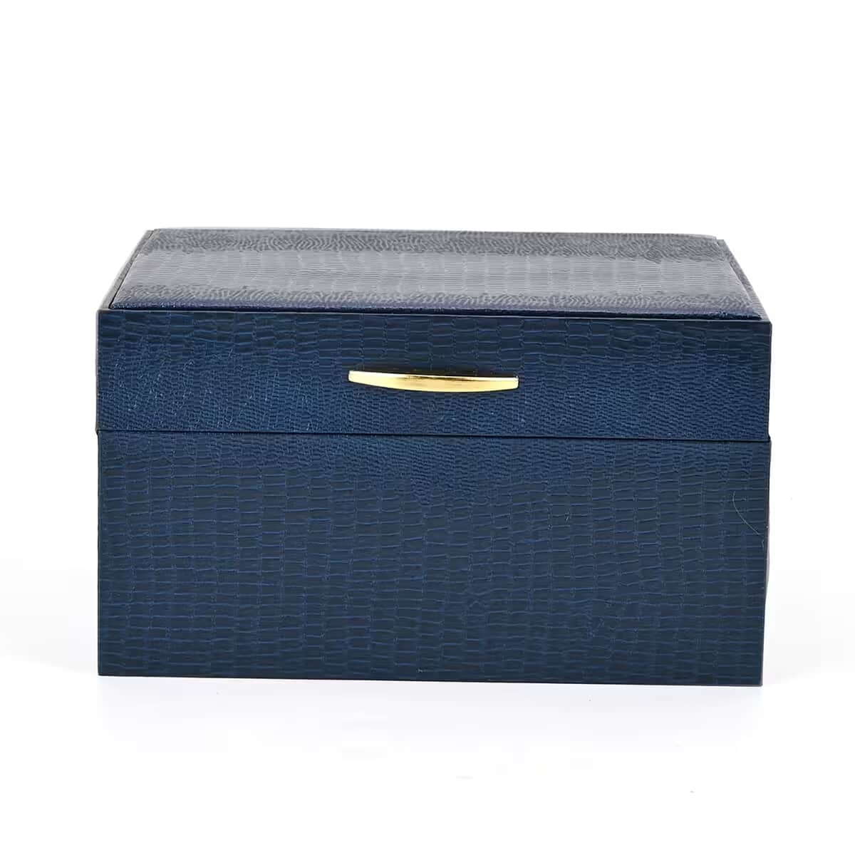 Blue Lizard Embossed Pattern Leatherette Anti Tarnish 2-Layer Jewellery Box image number 6