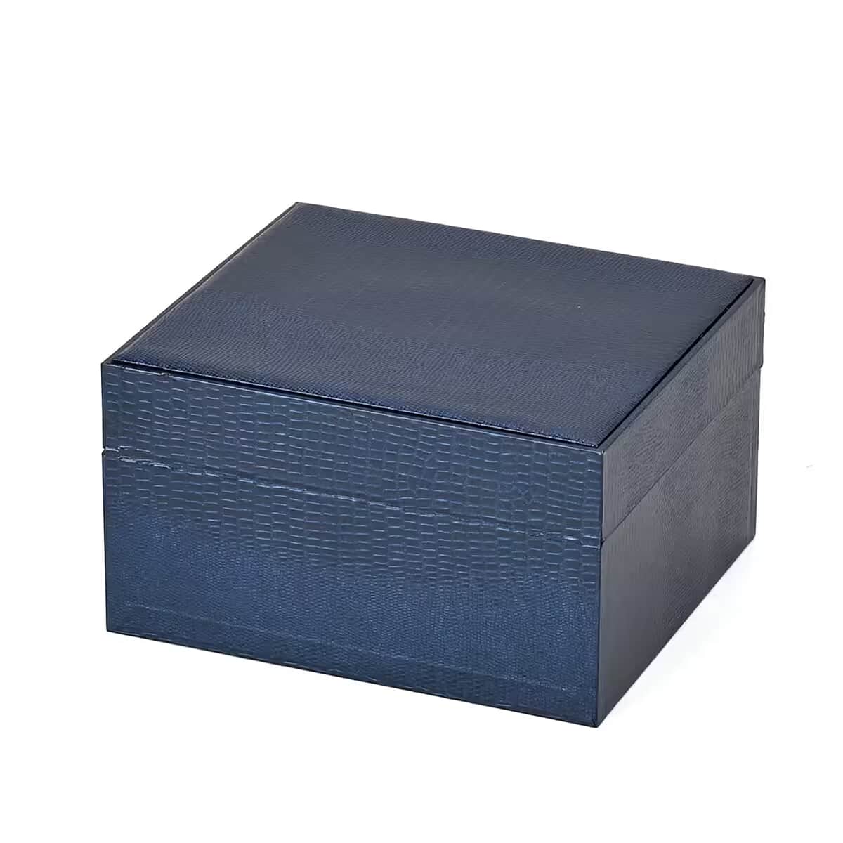 Blue Lizard Embossed Pattern Leatherette Anti Tarnish 2-Layer Jewellery Box image number 7