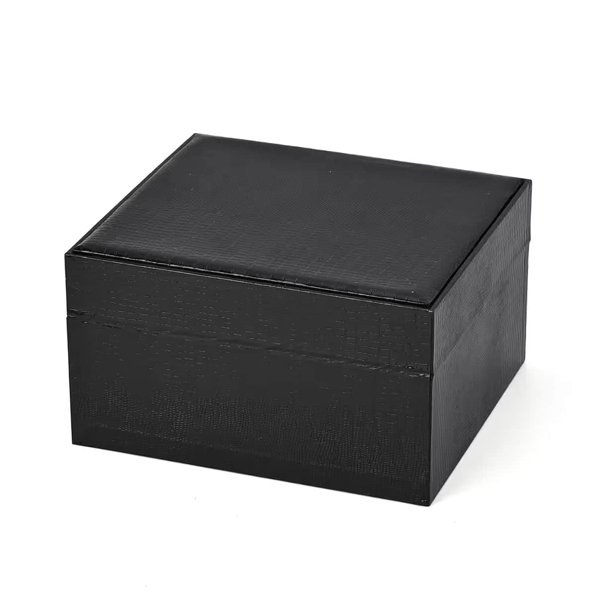 Black Lizard Embossed Pattern Leatherette Anti Tarnish 2-Layer Jewellery Box image number 7