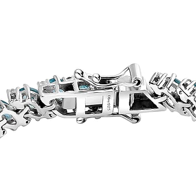 D'Joy Betroka Blue Apatite and White Zircon Bracelet in Platinum Over Sterling Silver (6.50 In) 11.10 ctw