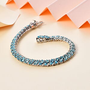 Betroka Blue Apatite and White Zircon Bracelet in Platinum Over Sterling Silver (8.00 In) 13.75 ctw