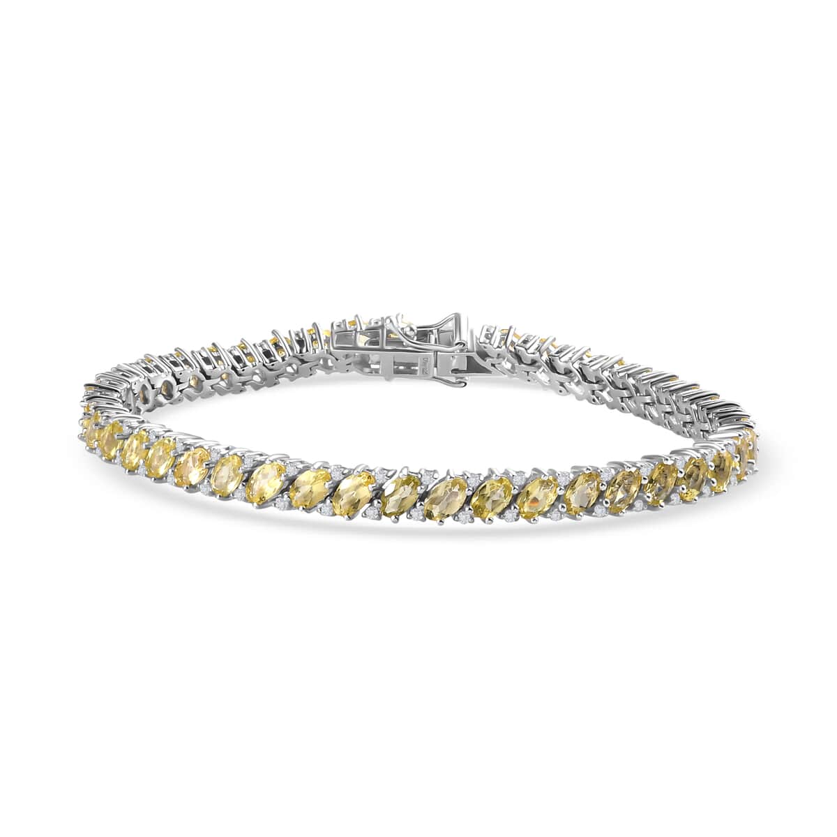 Madagascar Yellow Apatite and White Zircon Bracelet in Platinum Over Sterling Silver (6.50 In) 9.65 ctw image number 0