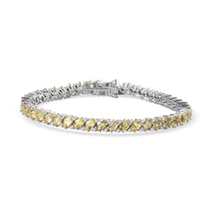 Madagascar Yellow Apatite and White Zircon Bracelet in Platinum Over Sterling Silver (6.50 In) 9.65 ctw