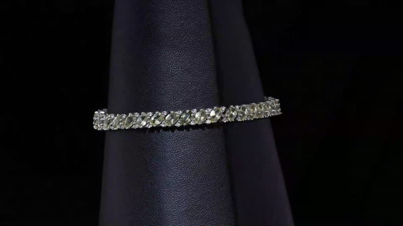 TLV Madagascar Paraiba Apatite, White Zircon Bracelet in Platinum Over Sterling Silver (6.50 In) 11.10 ctw