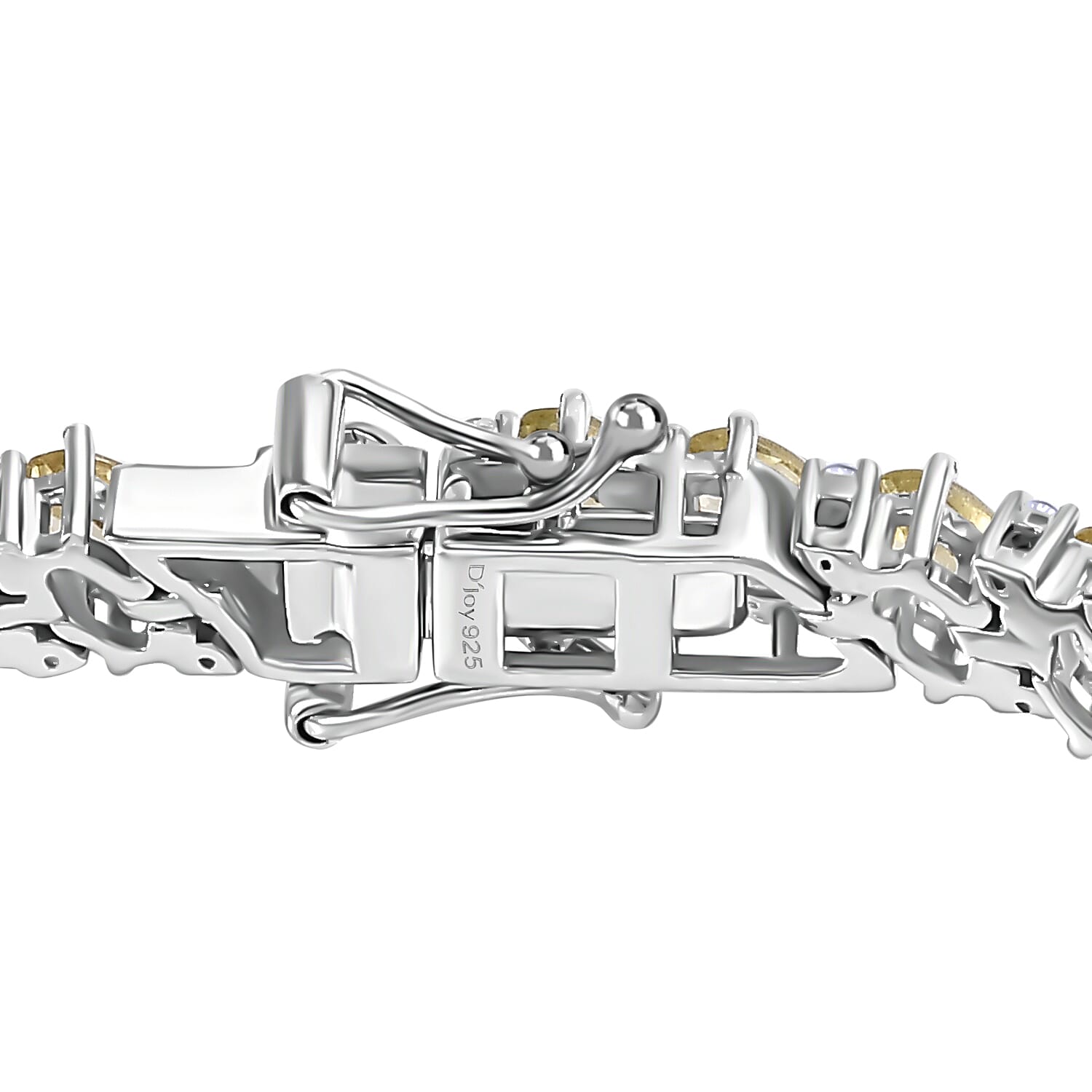 D'Joy Madagascar Yellow Apatite and White Zircon Bracelet in Platinum Over Sterling Silver (6.50 In) 9.65 ctw