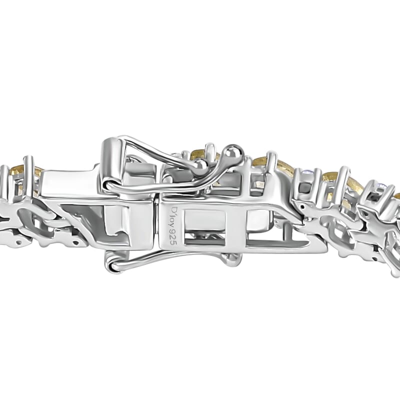 D'Joy Madagascar Yellow Apatite and White Zircon Bracelet in Platinum Over Sterling Silver (6.50 In) 9.65 ctw