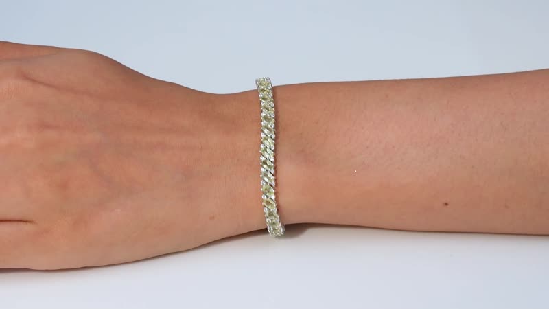 TLV Madagascar Paraiba Apatite, White Zircon Bracelet in Platinum Over Sterling Silver (6.50 In) 11.10 ctw