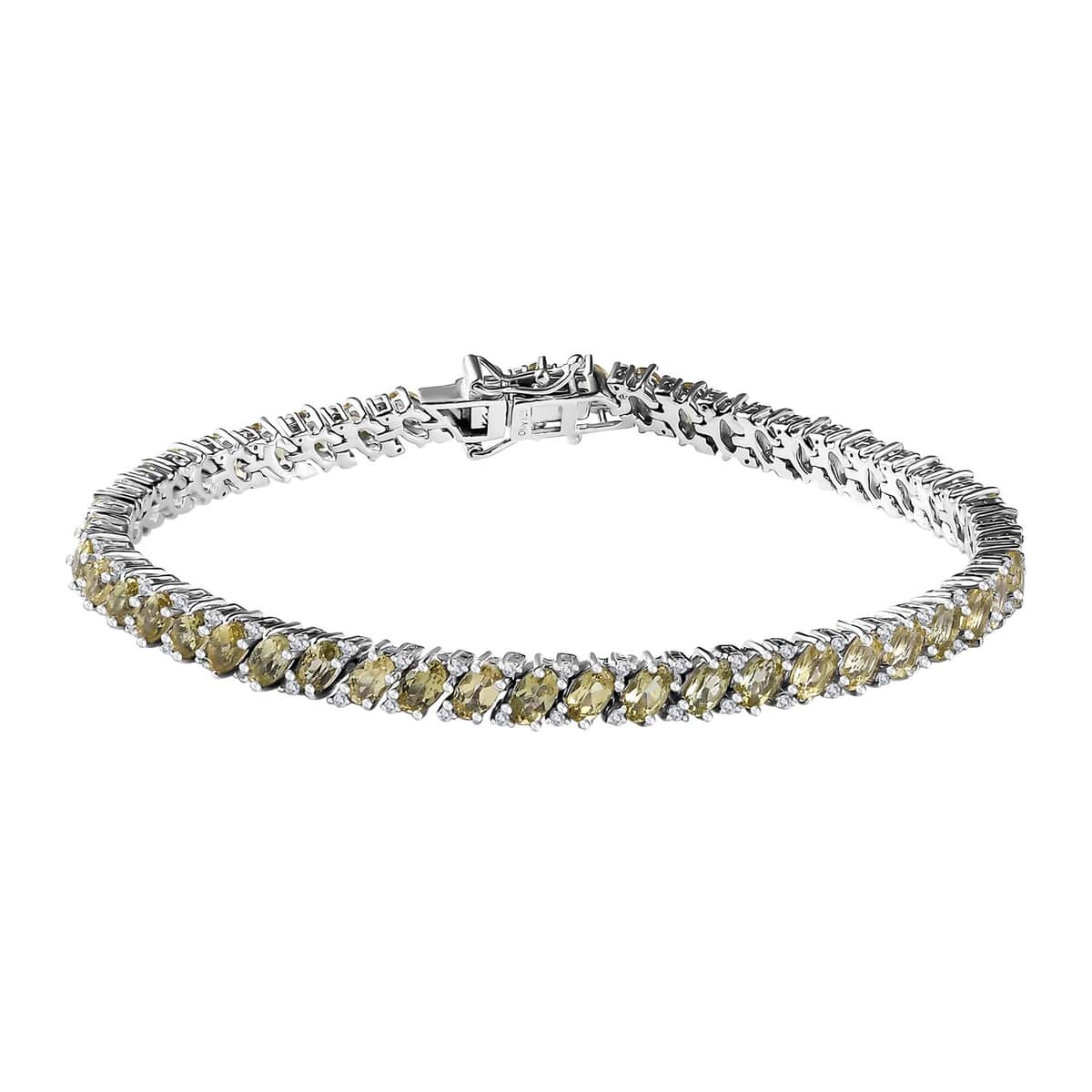 Madagascar Yellow Apatite and White Zircon Bracelet in Platinum Over Sterling Silver (8.00 In) 11.90 ctw image number 0