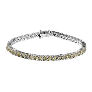 Madagascar Yellow Apatite and White Zircon Bracelet in Platinum Over Sterling Silver (8.00 In) 11.90 ctw