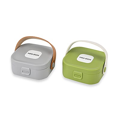 Set of 2pcs, Green and Gray Travel Jewelry Box with Faux Leather Handle (3.93x3.93x1.57)