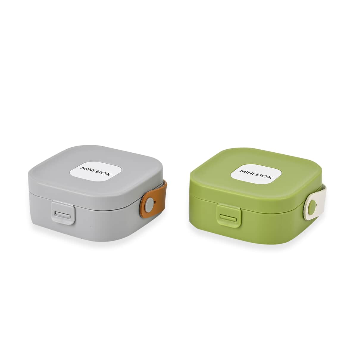 Value Buy Set of 2pcs, Green and Gray Travel Jewelry Box with Faux Leather Handle (3.93x3.93x1.57) image number 4