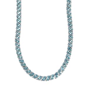 Betroka Blue Apatite and White Zircon Necklace 18 Inches in Platinum Over Sterling Silver 30.15 ctw