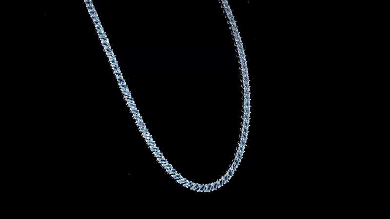 Betroka Blue Apatite and White Zircon Necklace 18 Inches in Platinum Over Sterling Silver 30.15 ctw