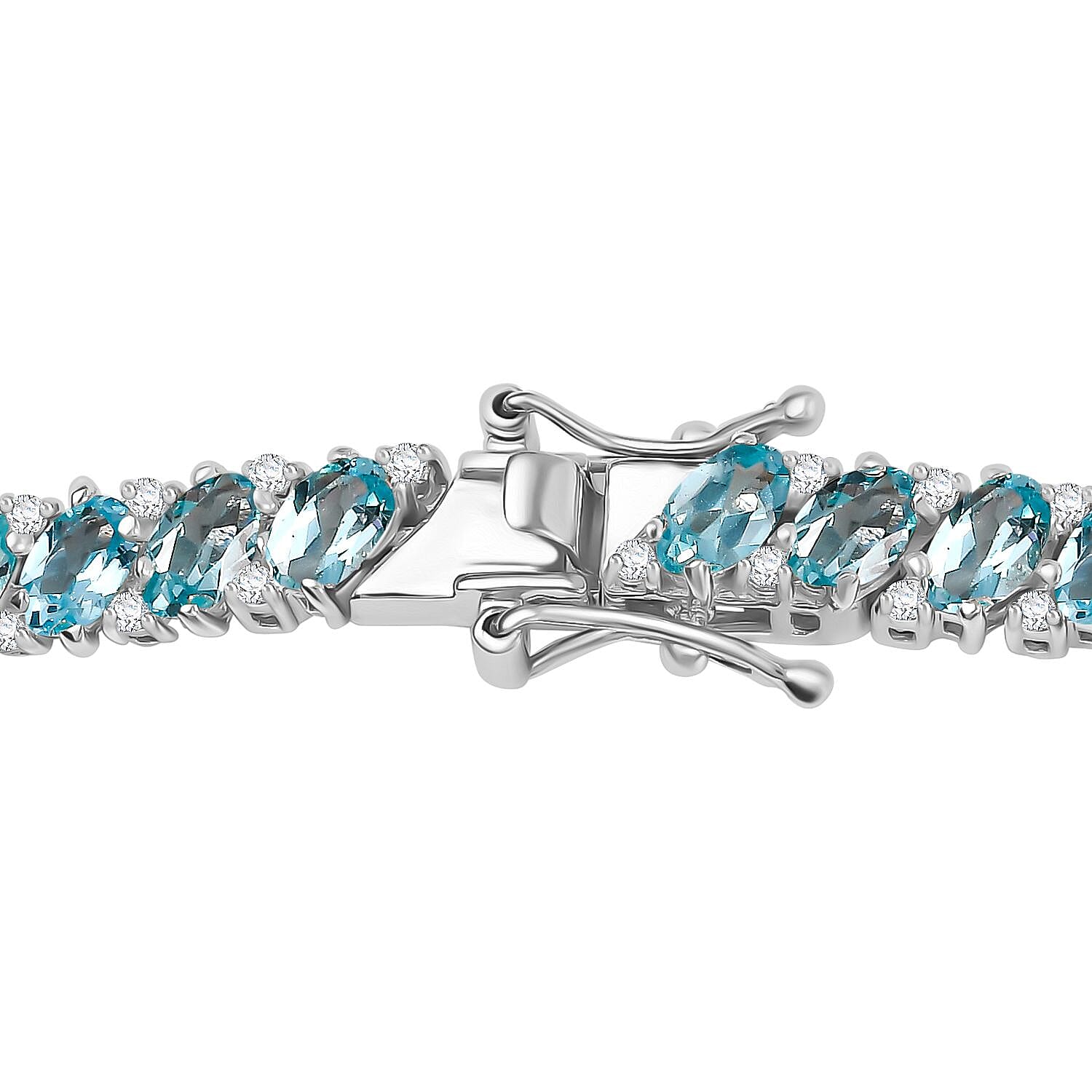 Betroka Blue Apatite and White Zircon Necklace 18 Inches in Platinum Over Sterling Silver 30.15 ctw