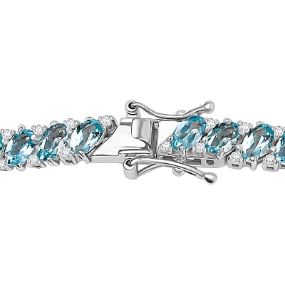 Betroka Blue Apatite and White Zircon Necklace 18 Inches in Platinum Over Sterling Silver 30.15 ctw