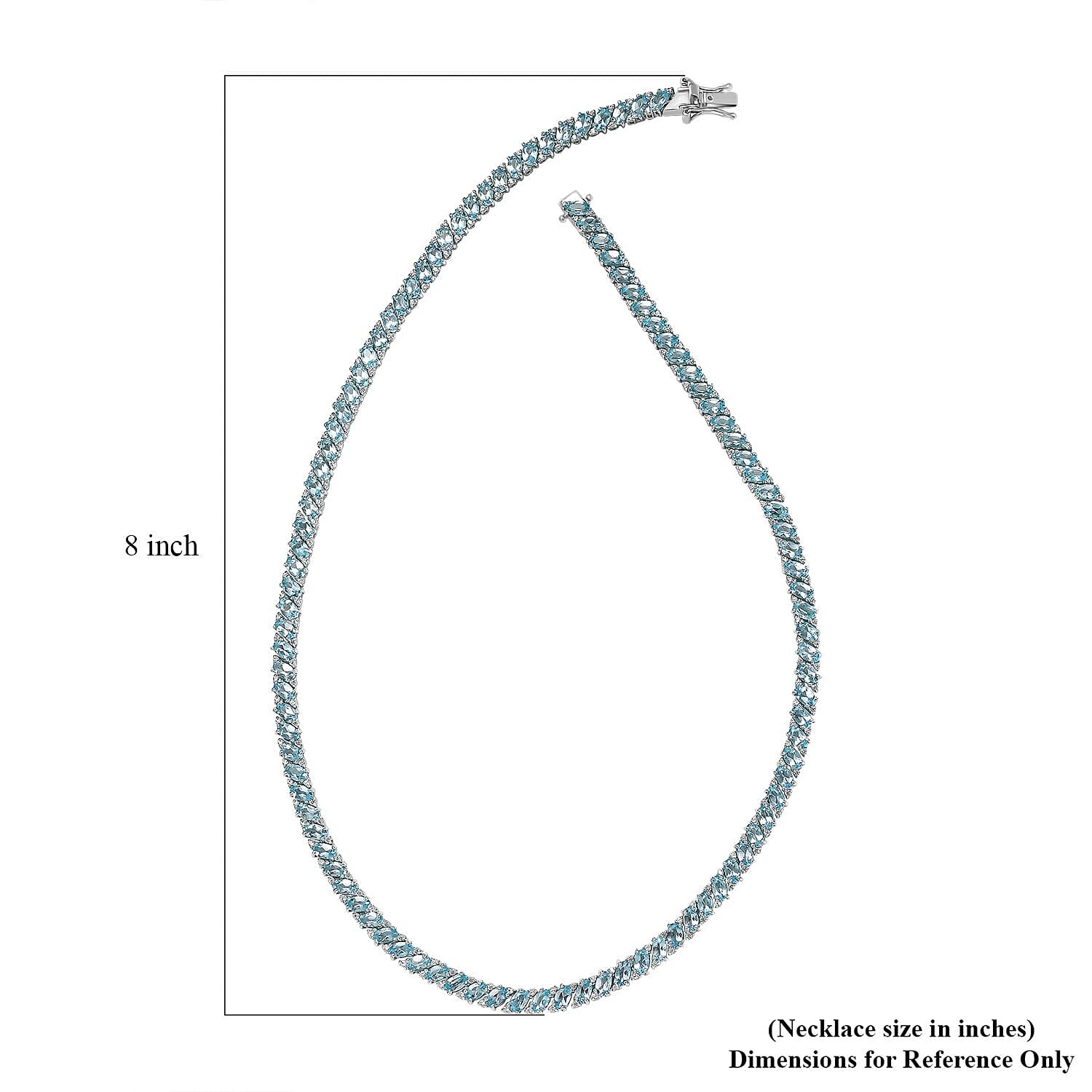 Betroka Blue Apatite and White Zircon Necklace 18 Inches in Platinum Over Sterling Silver 30.15 ctw