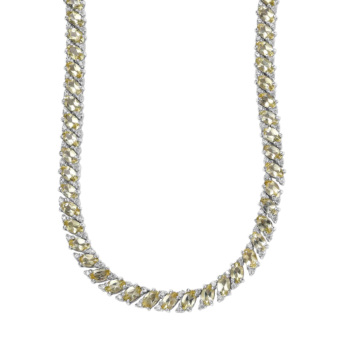 Madagascar Yellow Apatite and White Zircon Necklace 18 Inches in Platinum Over Sterling Silver 28.10 ctw image number 0