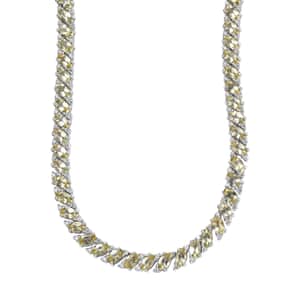 Madagascar Yellow Apatite and White Zircon Necklace 18 Inches in Platinum Over Sterling Silver 28.10 ctw