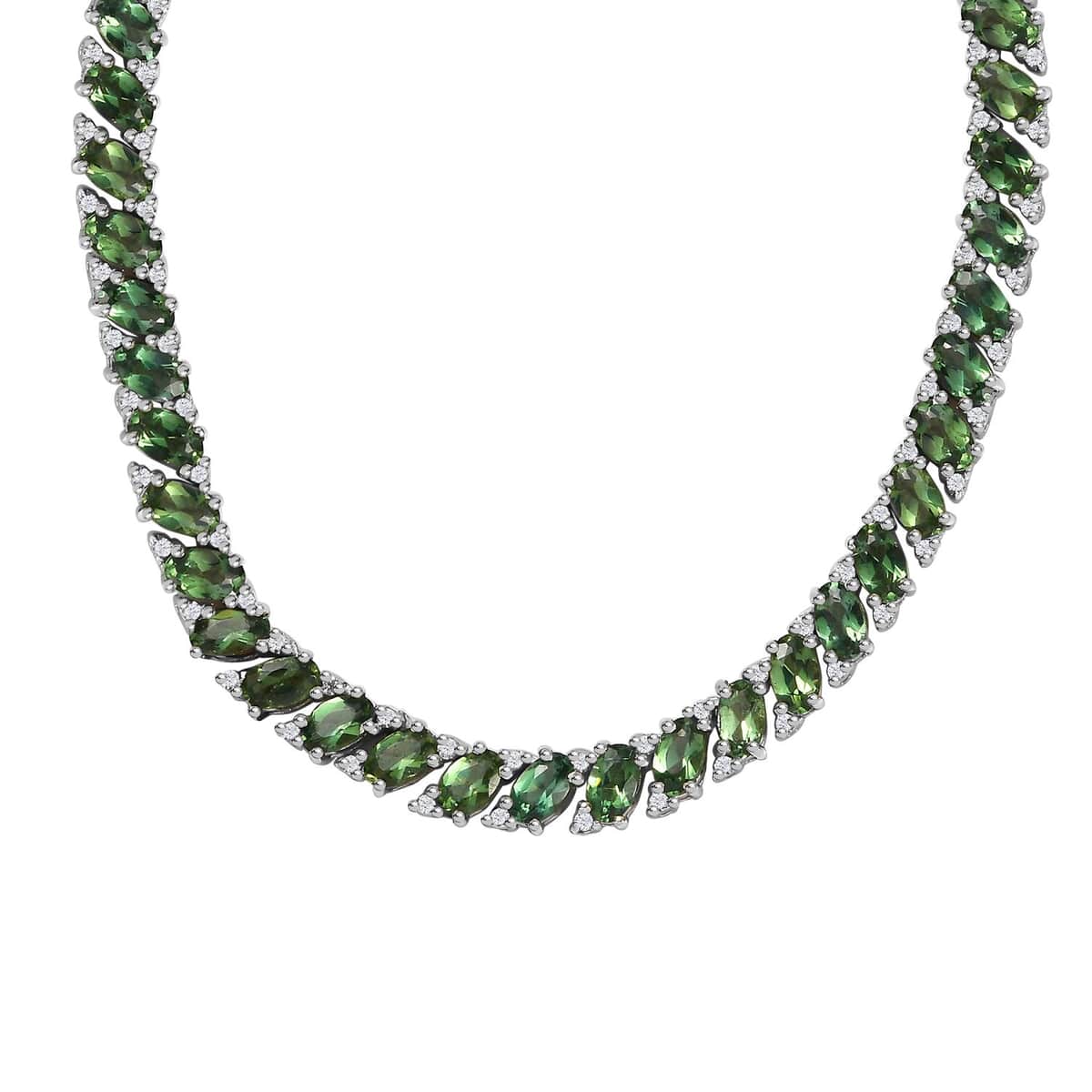 Madagascar Green Apatite and White Zircon Necklace 18 Inches in Platinum Over Sterling Silver 29.80 ctw image number 0