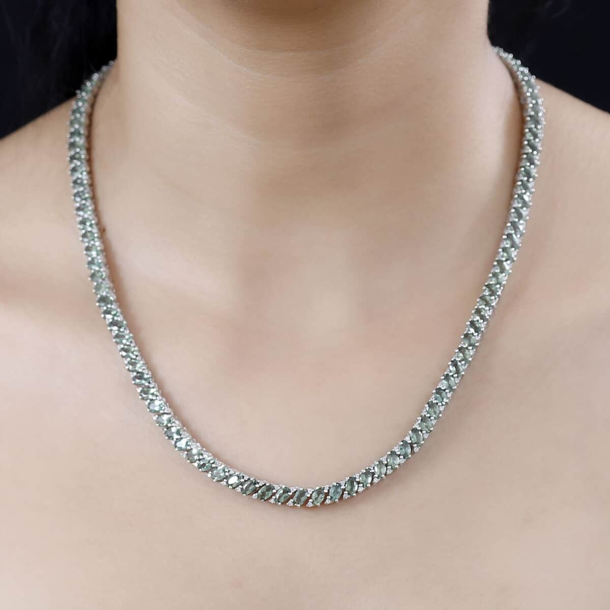 Madagascar Green Apatite and White Zircon Necklace 18 Inches in Platinum Over Sterling Silver 29.80 ctw image number 2