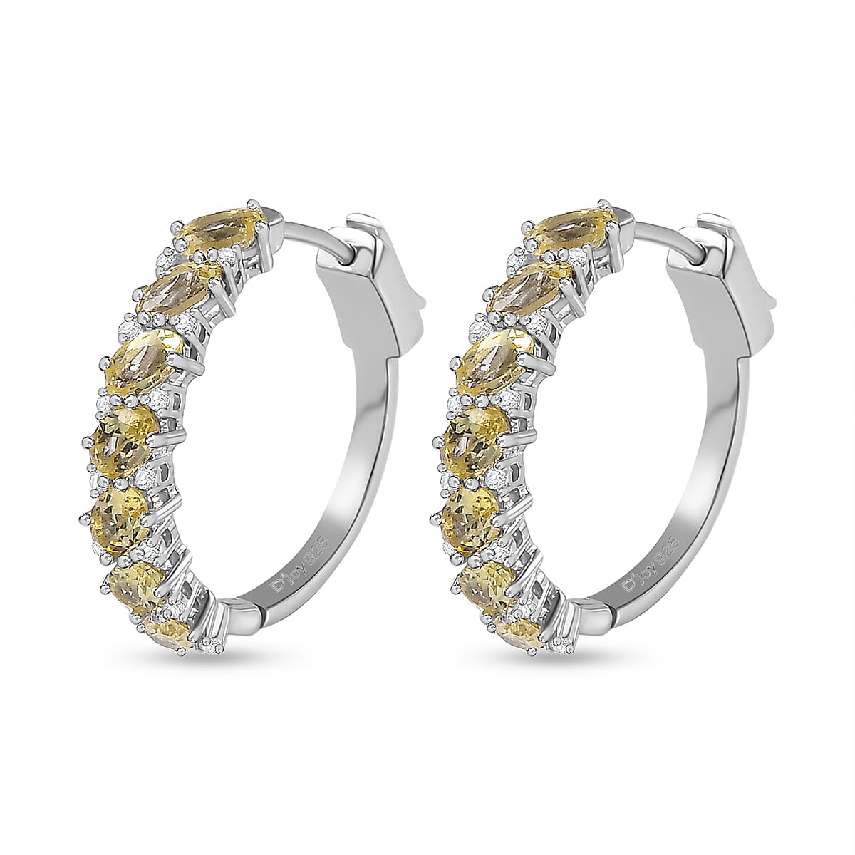 Madagascar Yellow Apatite and White Zircon Hoop Earrings in Platinum Over Sterling Silver 3.75 ctw image number 3