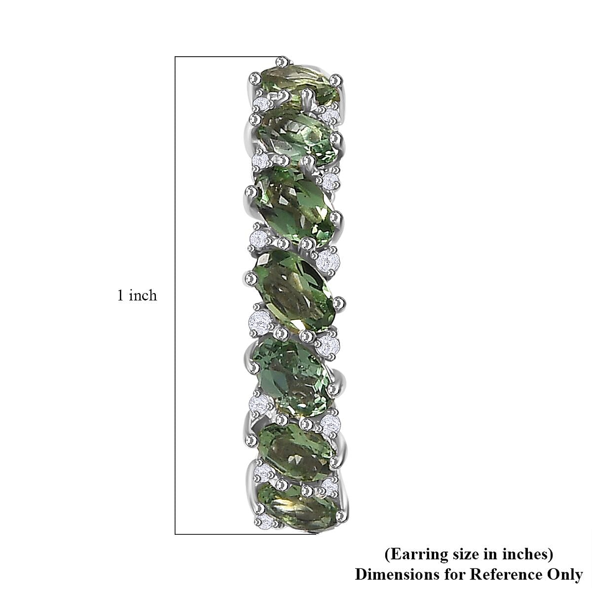 Madagascar Green Apatite and White Zircon Hoop Earrings in Platinum Over Sterling Silver 3.25 ctw image number 5