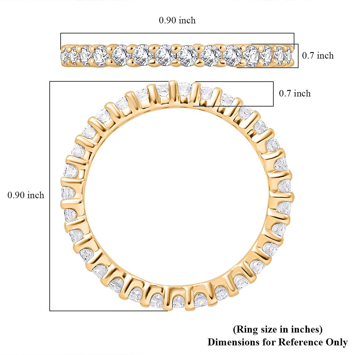 10K Yellow Gold Moissanite Band Ring (Size 6.0) 0.90 ctw