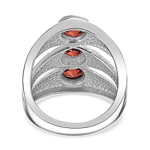 Mozambique Garnet 1.83 ctw 3 Stone Ring in Stainless Steel (Size 5.5)
