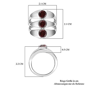 Mozambique Garnet 1.83 ctw 3 Stone Ring in Stainless Steel (Size 5.5)