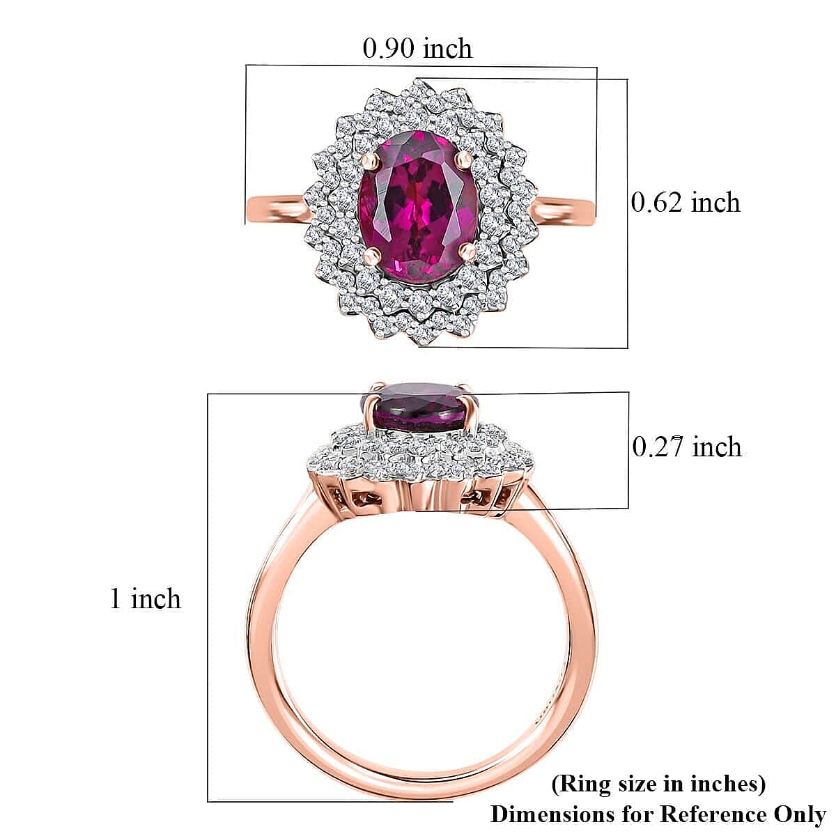 Certified & Appraised Luxoro AAA Radiant Ember Garnet and G-H I2 Diamond 3.30 ctw Floral Ring in 10K Rose Gold (Size 10.0) 4.10 Grams