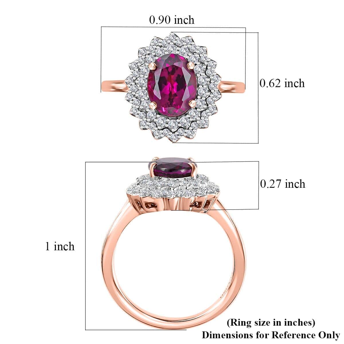 Certified & Appraised Luxoro AAA Radiant Ember Garnet and G-H I2 Diamond 3.30 ctw Floral Ring in 10K Rose Gold (Size 10.0) 4.10 Grams image number 5