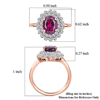 Certified & Appraised Luxoro AAA Radiant Ember Garnet and G-H I2 Diamond 3.30 ctw Floral Ring in 10K Rose Gold (Size 10.0) 4.10 Grams