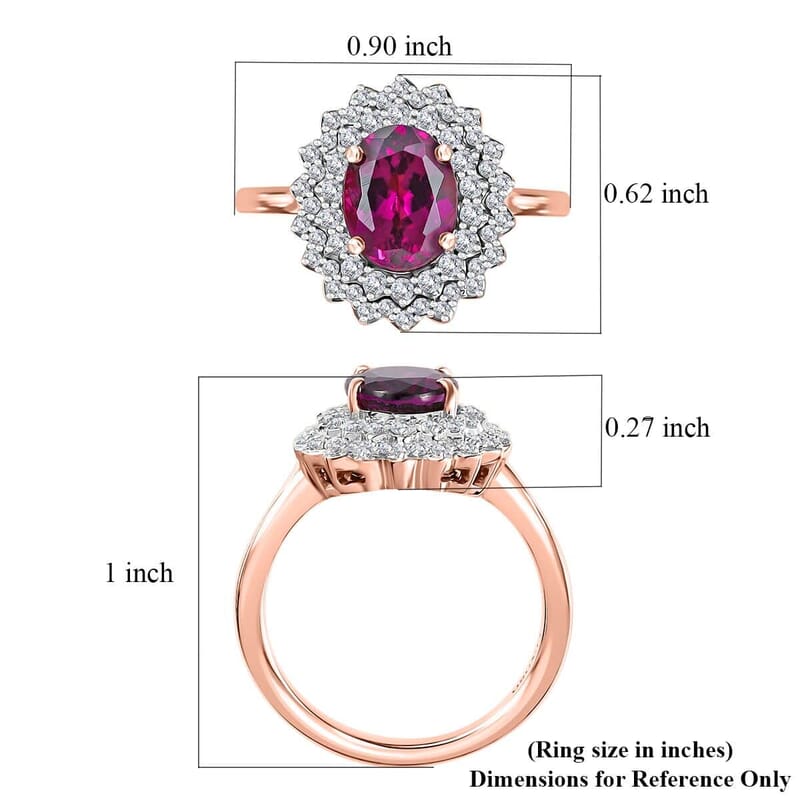 Certified & Appraised Luxoro AAA Radiant Ember Garnet and G-H I2 Diamond 3.30 ctw Floral Ring in 10K Rose Gold (Size 10.0) 4.10 Grams