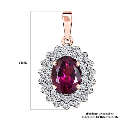 Certified & Appraised Luxoro 10K Rose Gold AAA Radiant Ember Garnet and G-H I2 Diamond Floral Pendant 3.30 ctw