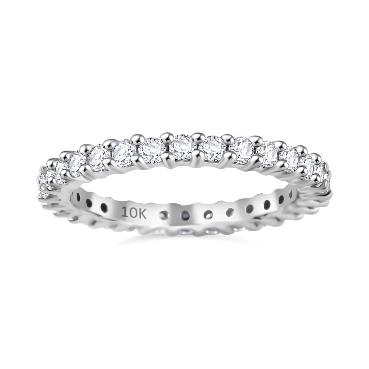 10K White Gold Moissanite Eternity Band Ring (Size 6.0) 0.90 ctw image number 0