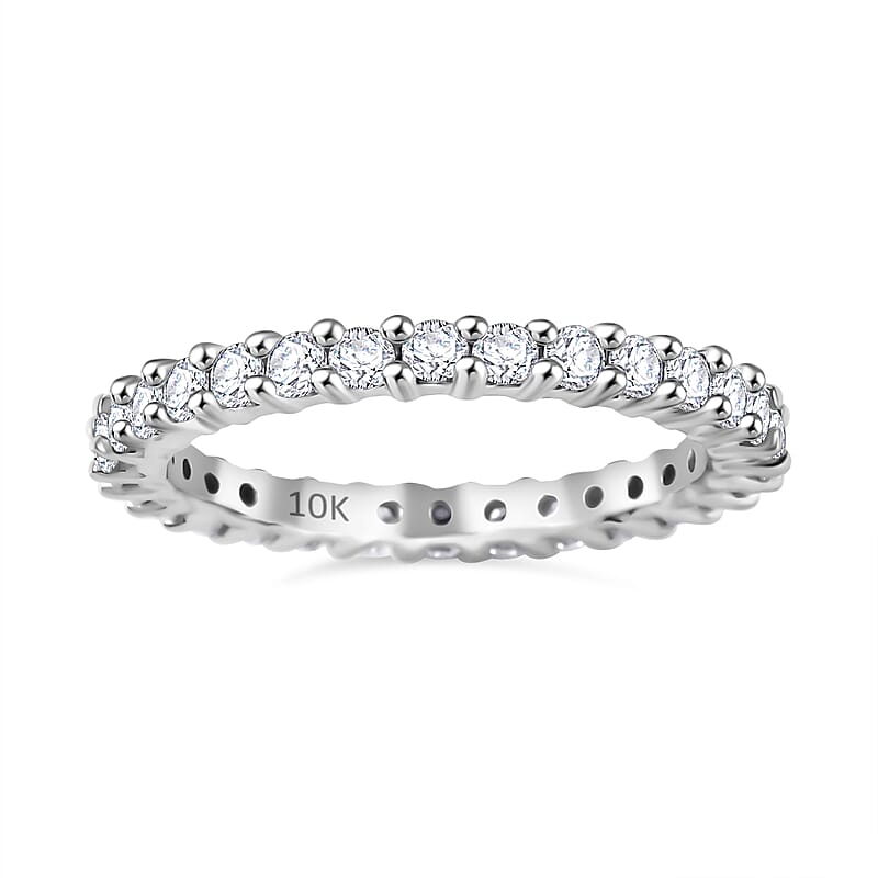 Moissanite 0.90 ctw Eternity Band Ring in 10K White Gold (Size 6.0) 