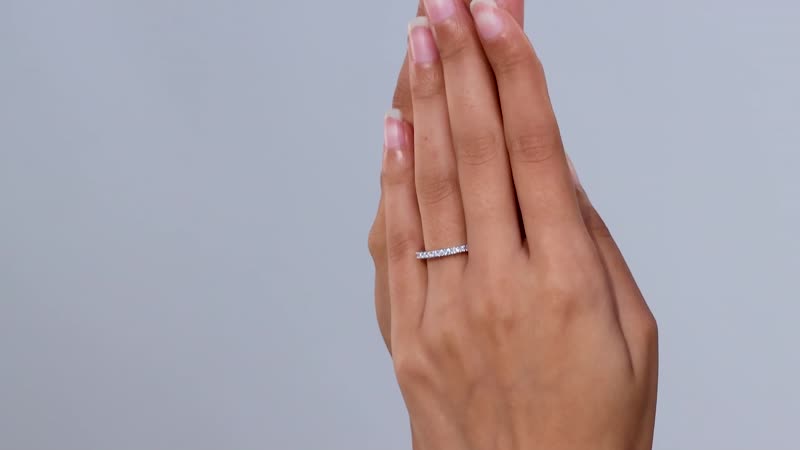 10K White Gold Moissanite Eternity Band Ring (Size 6.0) 0.90 ctw
