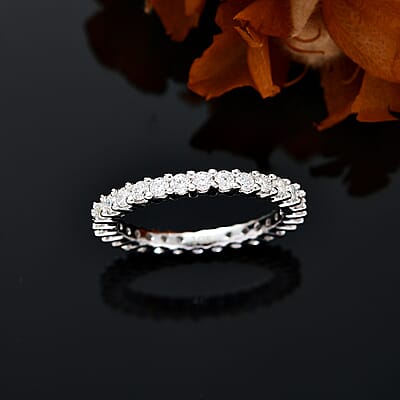 Moissanite 0.90 ctw Eternity Band Ring in 10K White Gold (Size 6.0) 