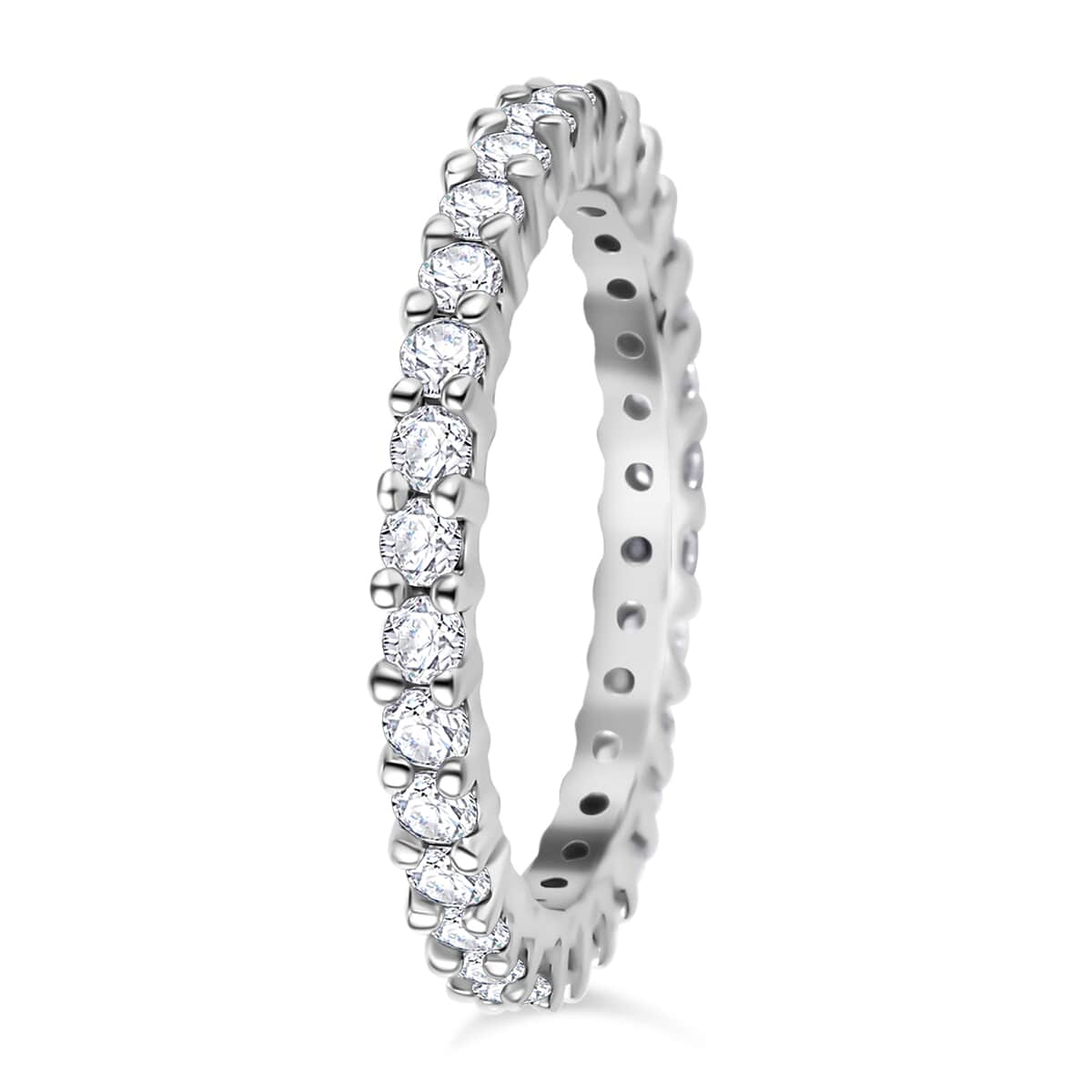 10K White Gold Moissanite Eternity Band Ring (Size 6.0) 0.90 ctw image number 4