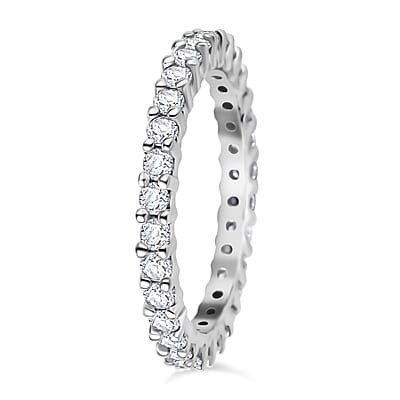 Moissanite 0.90 ctw Eternity Band Ring in 10K White Gold (Size 6.0) 