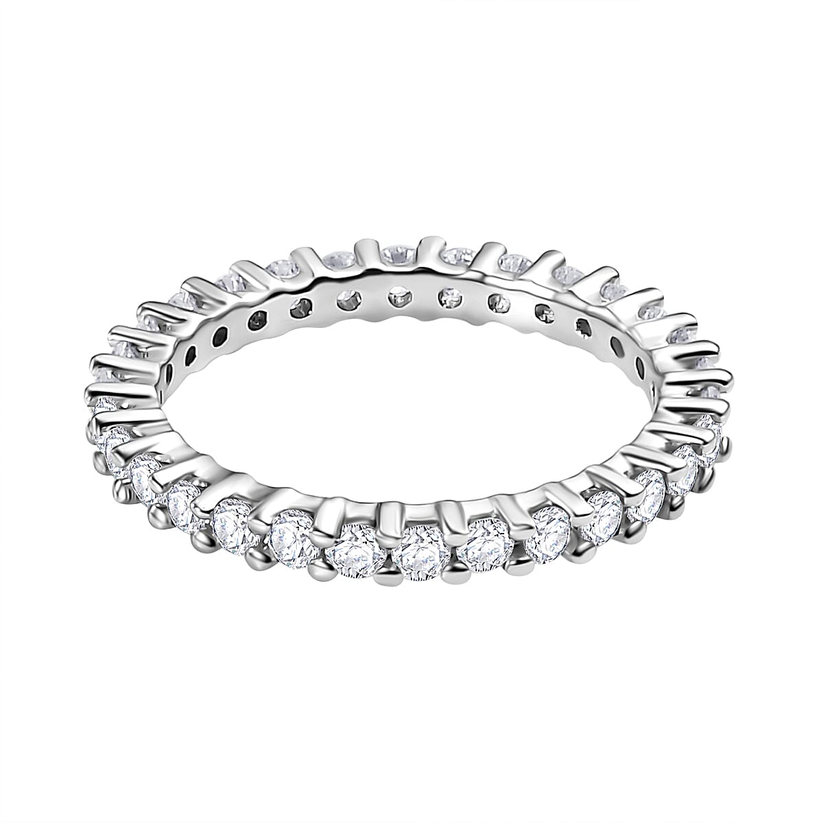 Moissanite 0.90 ctw Eternity Band Ring in 10K White Gold (Size 6.0) 