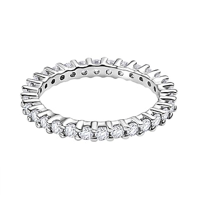 Moissanite 0.90 ctw Eternity Band Ring in 10K White Gold (Size 6.0) 