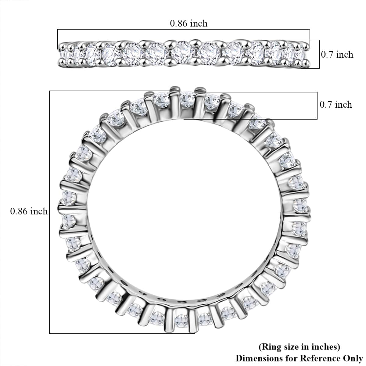 10K White Gold Moissanite Eternity Band Ring (Size 6.0) 0.90 ctw image number 6