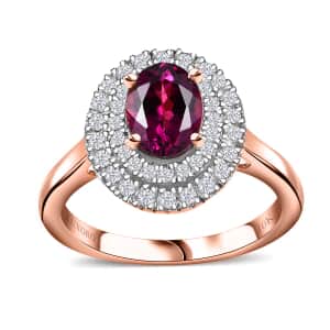 Certified & Appraised Luxoro 10K Rose Gold AAA Radiant Ember Garnet and G-H I2 Diamond Cocktail Ring 1.97 ctw