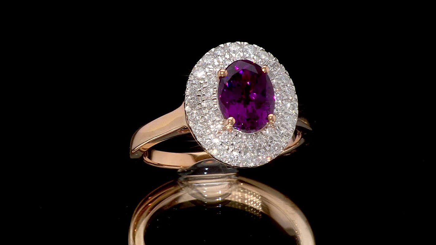 Certified & Appraised Luxoro 10K Rose Gold AAA Radiant Ember Garnet and G-H I2 Diamond Cocktail Ring 1.97 ctw