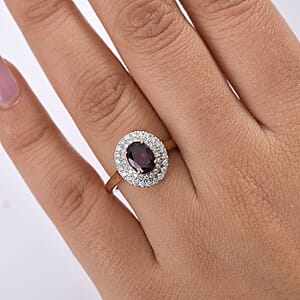 Certified & Appraised Luxoro AAA Radiant Ember Garnet and G-H I2 Diamond 1.97 ctw Double Halo Ring in 10K Rose Gold (Size 7.0) (Del. in 10-12 Days)